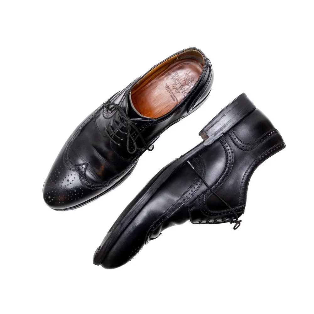 Men's Berwick 1707 Black Leather Brogue Oxford Shoes  Size 10 UK‎ / US 11